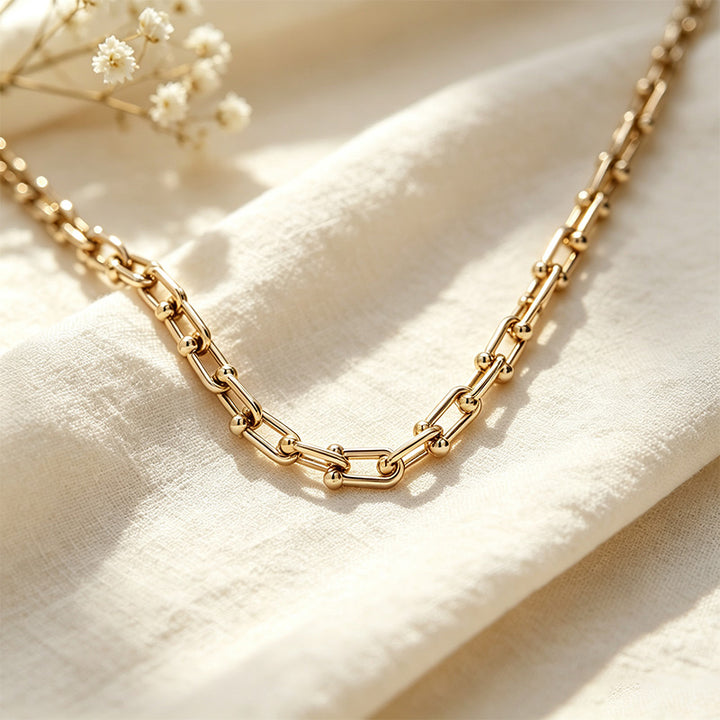 U-Shaped Bamboo Link Necklace