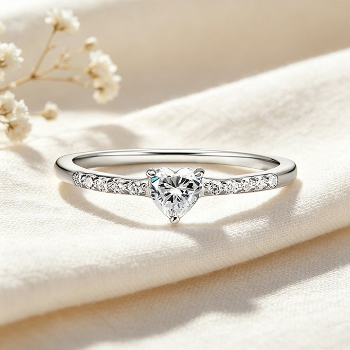 Heart-Cut Moissanite Halo Ring Set