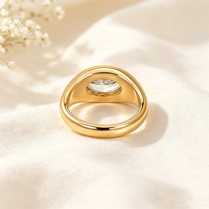 Oval Zircon Signet Ring