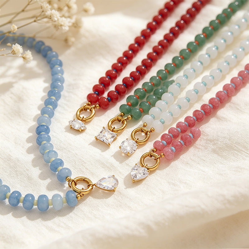 Stone Zircon Pendant Necklace