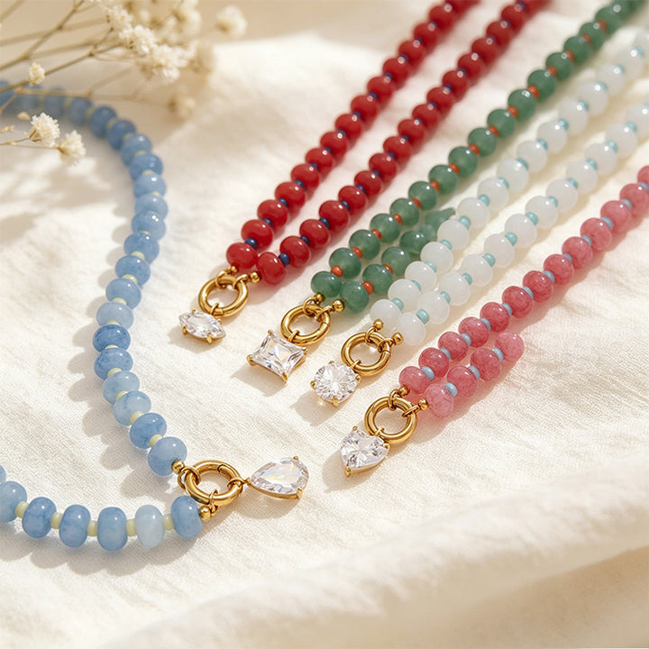 Stone Zircon Pendant Necklace