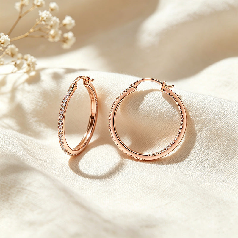 CZ Paved Hoop Earrings