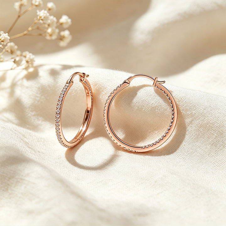 CZ Paved Hoop Earrings