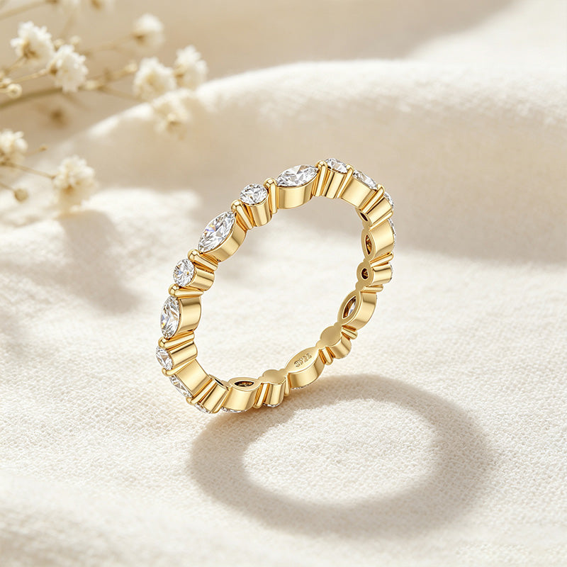 Marquise Moissanite Band Ring