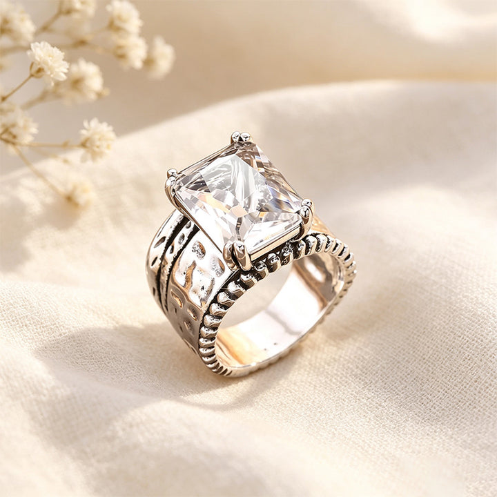 Geometric Moissanite Ring