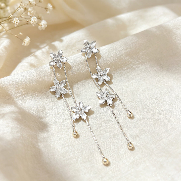 CZ Flower Drop Earrings