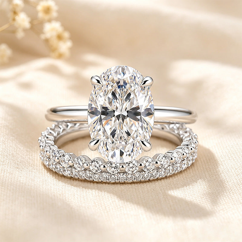Oval Moissanite Ring Set