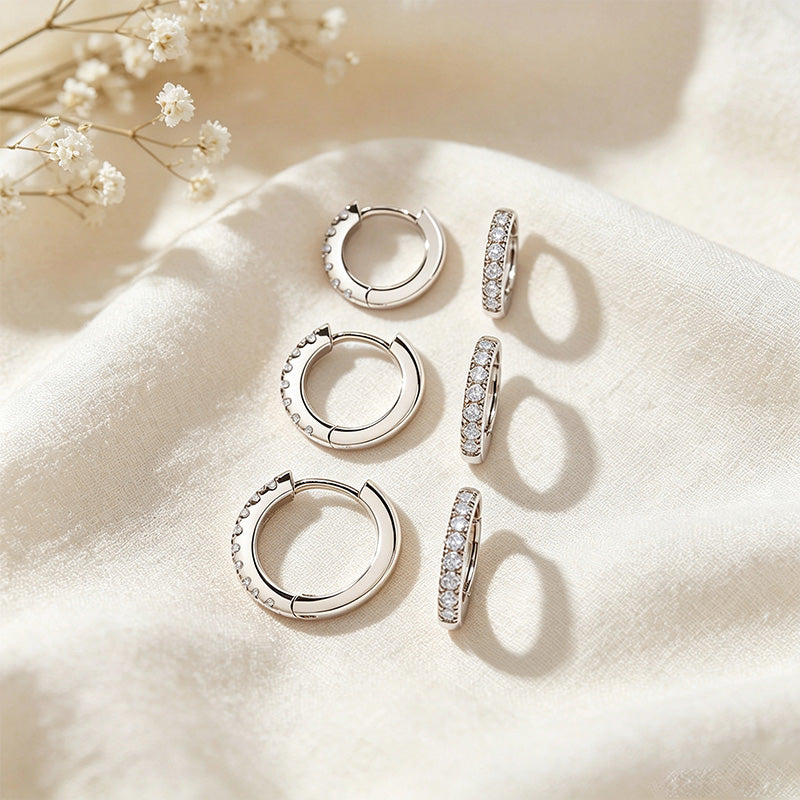 CZ Hoop Earrings Set