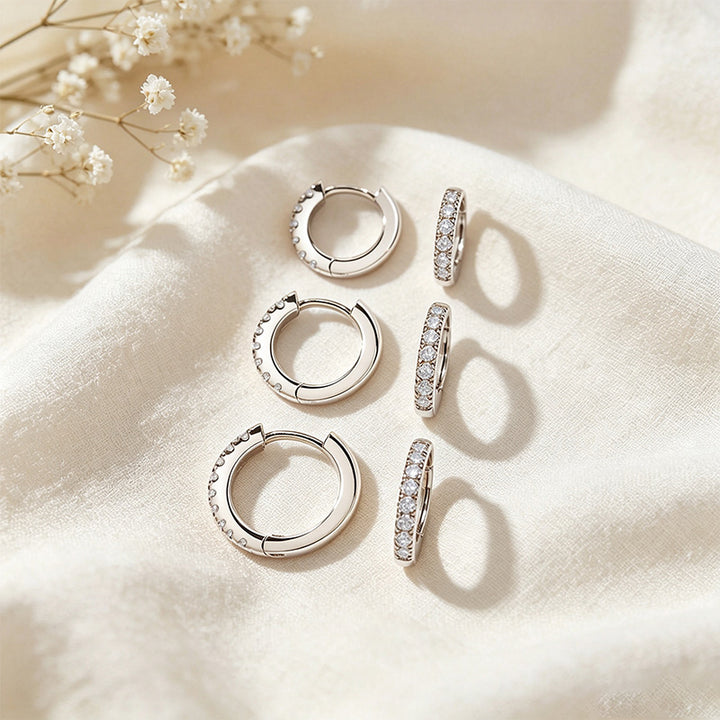 CZ Hoop Earrings Set