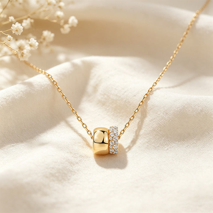 Double Ring CZ Necklace