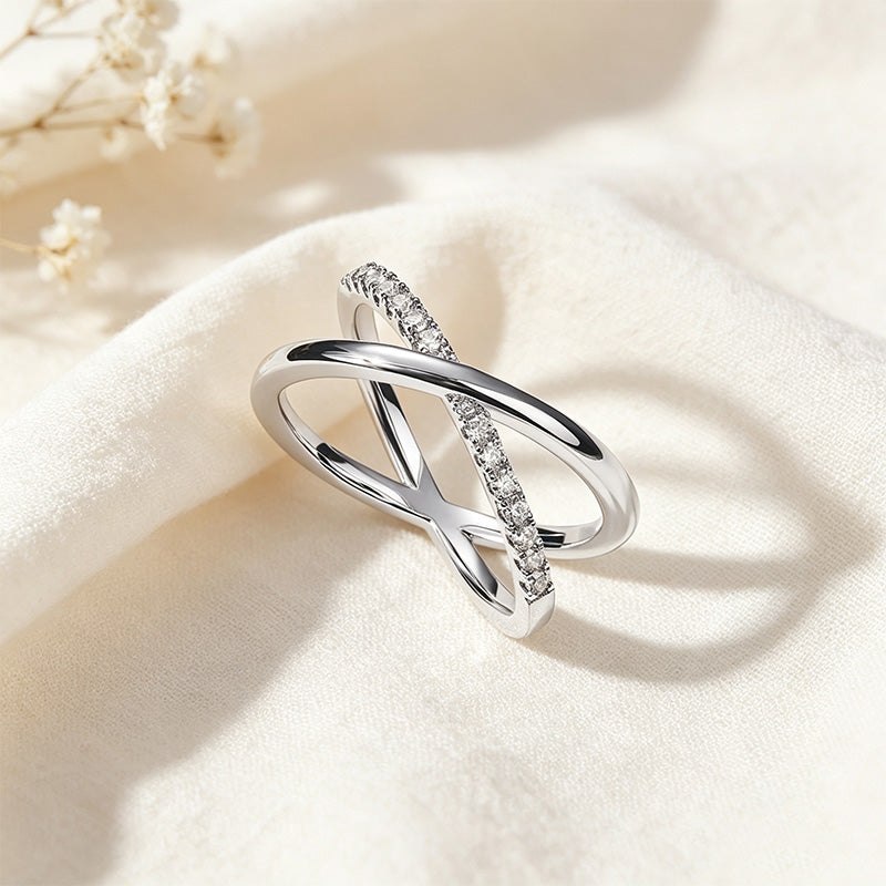CZ Criss Cross Ring