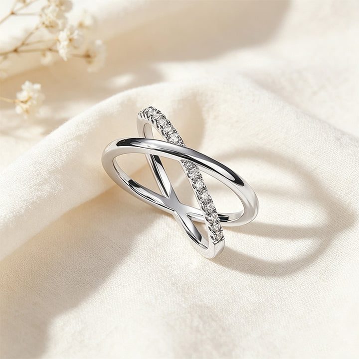 CZ Criss Cross Ring
