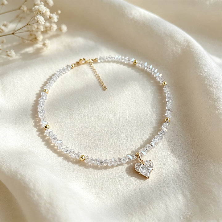 Heart-Shaped Zircon Bead Necklace