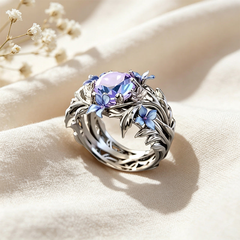 Sapphire Floral Vine Ring