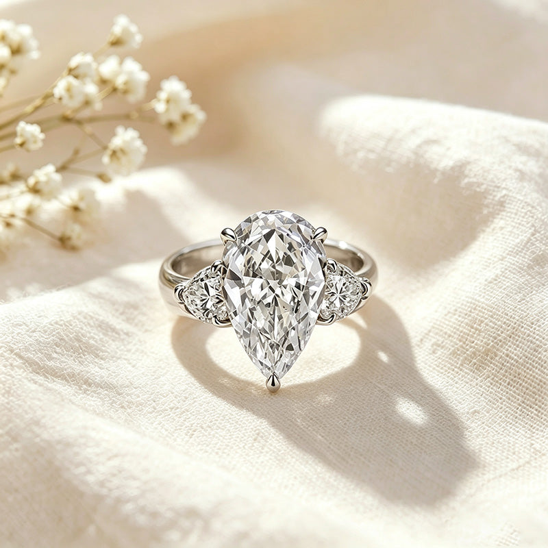 Pear-Shaped Three-Stone CZ Ring Collection
