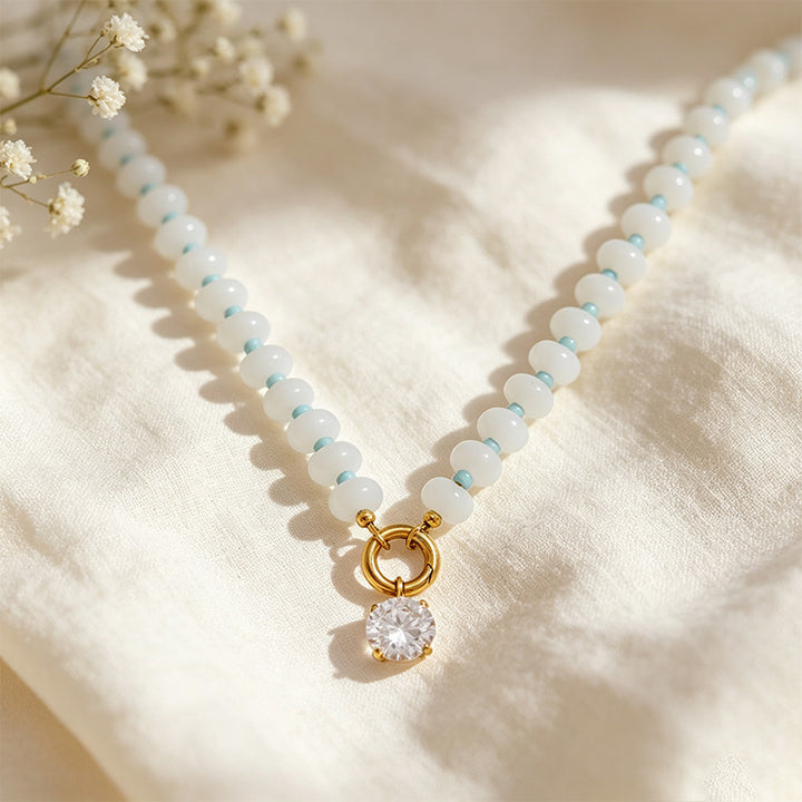 Stone Zircon Pendant Necklace