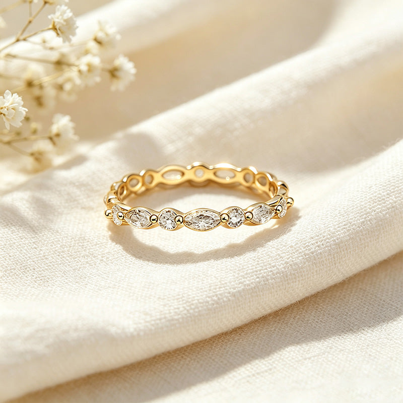 Marquise Moissanite Band Ring