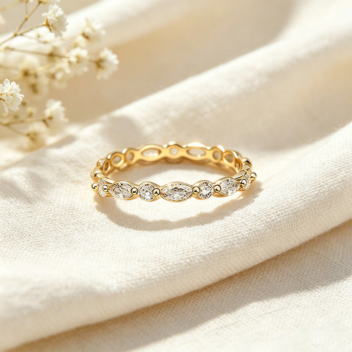Marquise Moissanite Band Ring