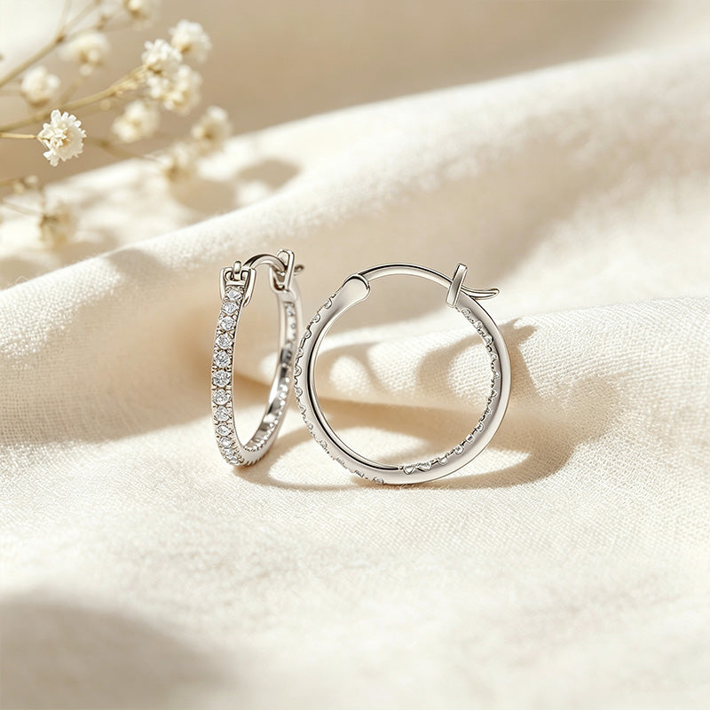 CZ Paved Hoop Earrings