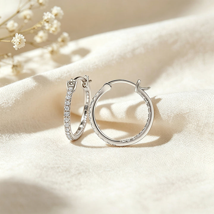 CZ Paved Hoop Earrings