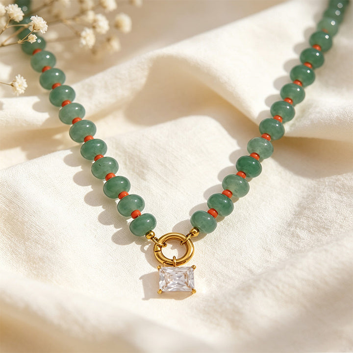 Stone Zircon Pendant Necklace