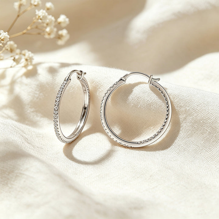CZ Paved Hoop Earrings
