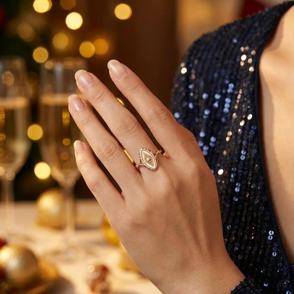 Oval Mother-of-Pearl Halo Ring