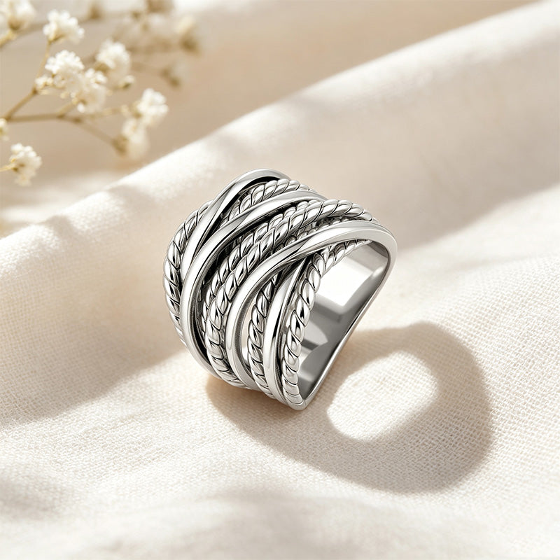Intertwined Cable Band Ring