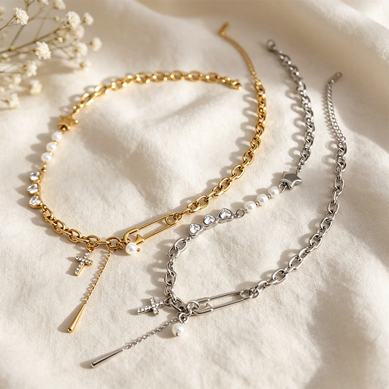 CZ Paperclip Necklace