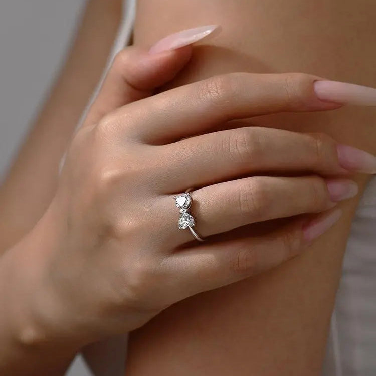 Heart Bow Moissanite Ring