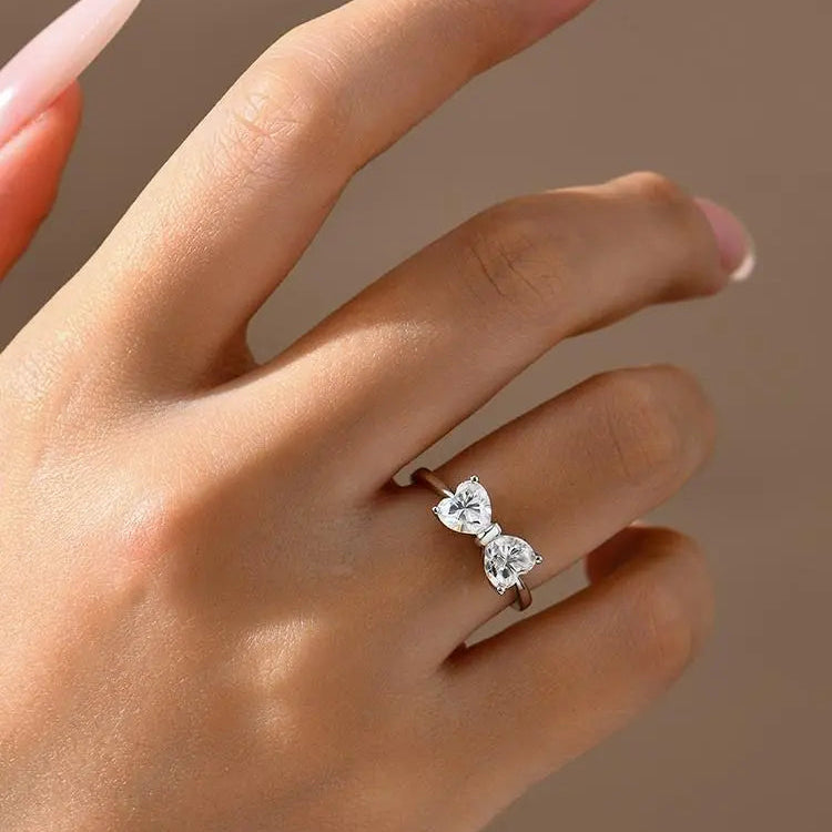 Heart Bow Moissanite Ring