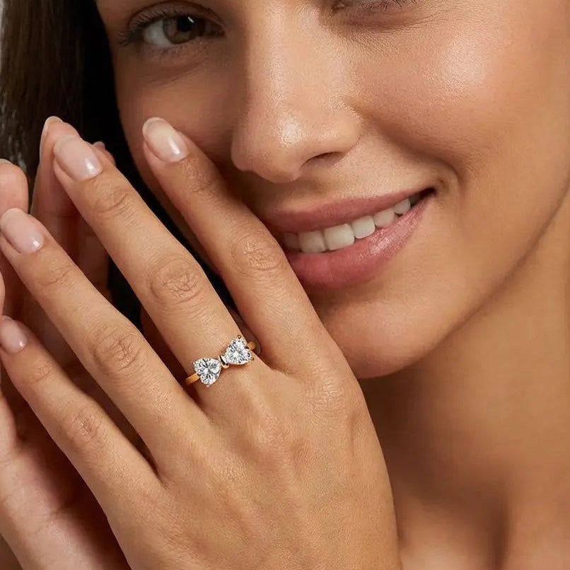Heart Bow Moissanite Ring