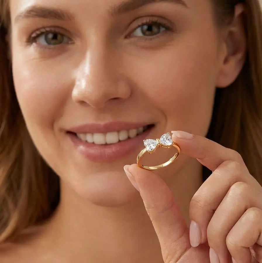 Heart Bow Moissanite Ring