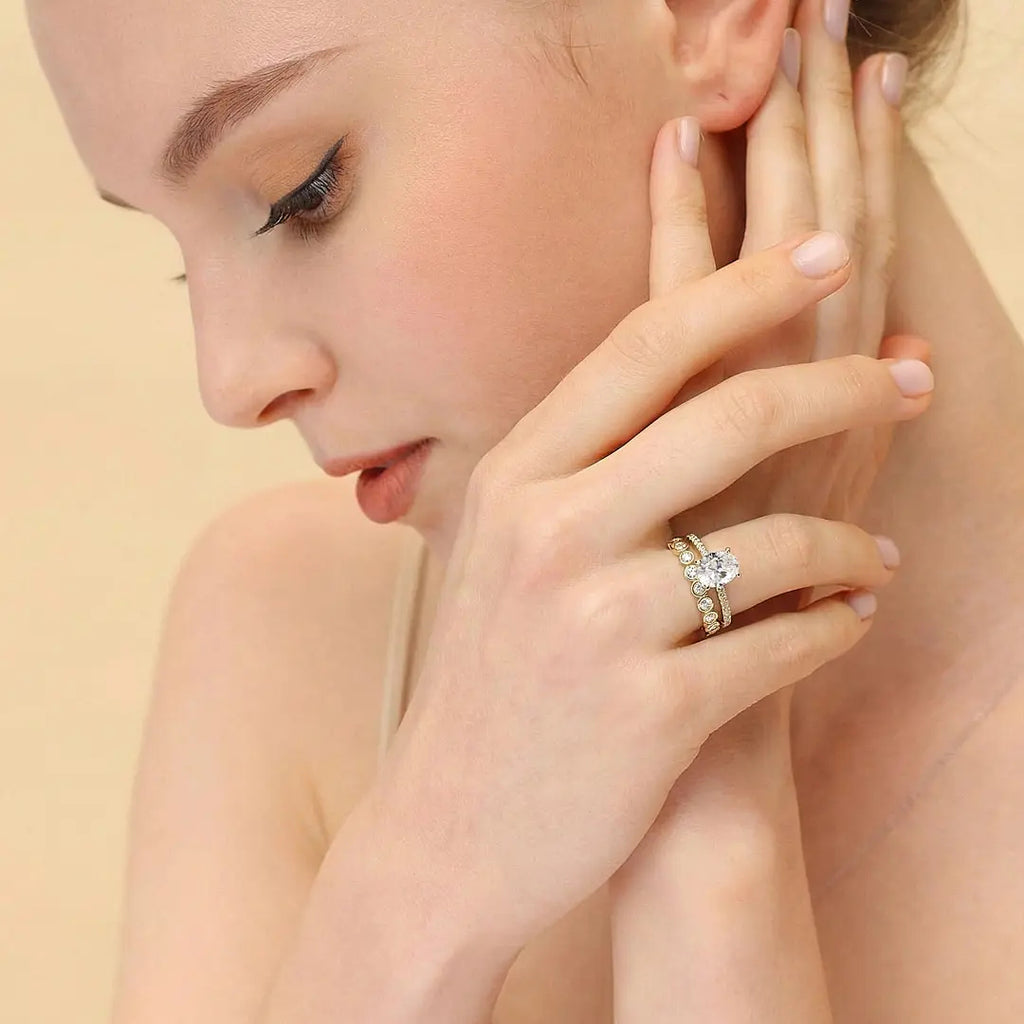 3CT Oval CZ Bridal Ring Collection