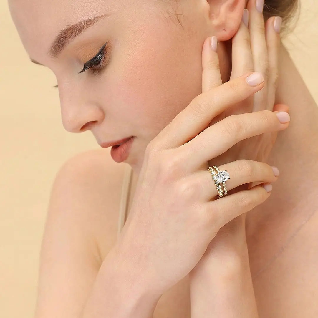 3CT Oval CZ Bridal Ring Collection