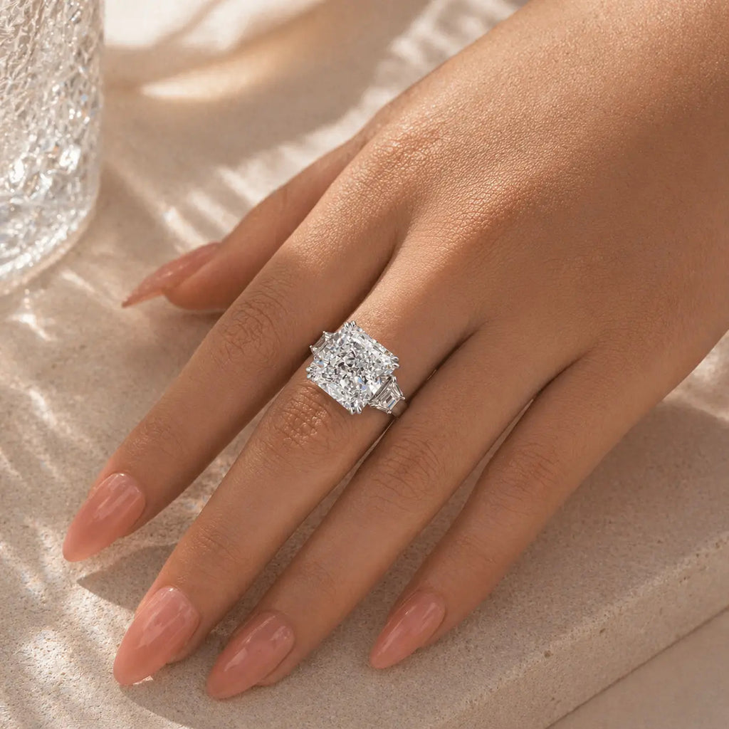 Radiant-Cut Three-Stone CZ Ring