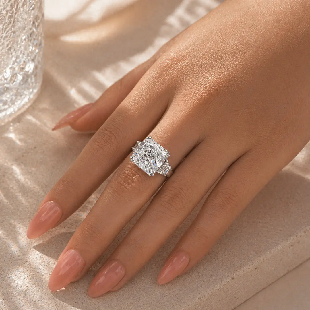 Radiant-Cut Three-Stone CZ Ring