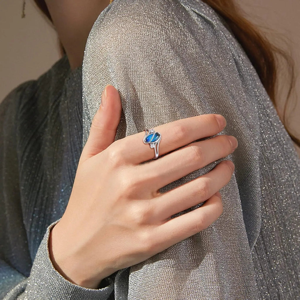 Iridescent Oval Crystal Ring