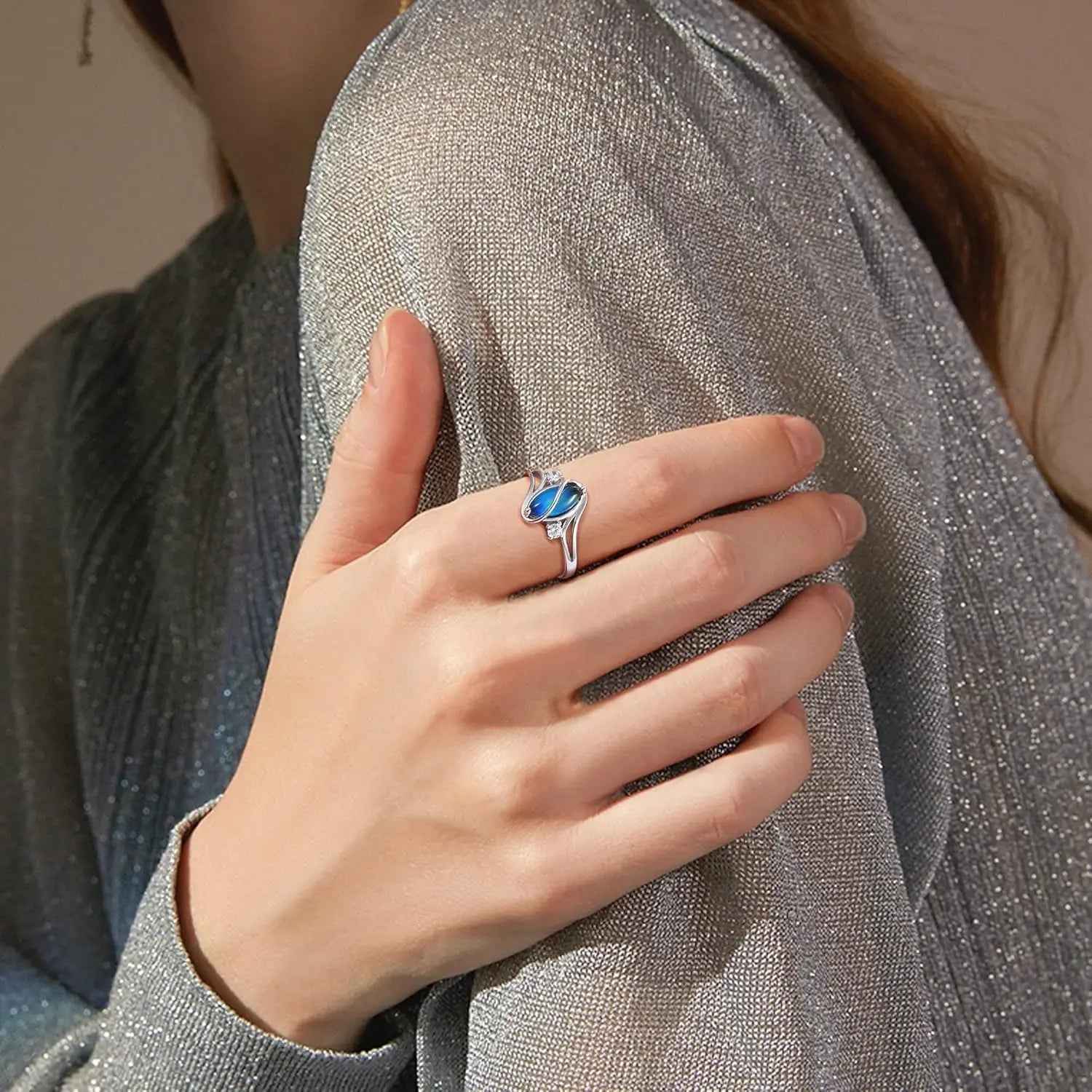 Iridescent Oval Crystal Ring