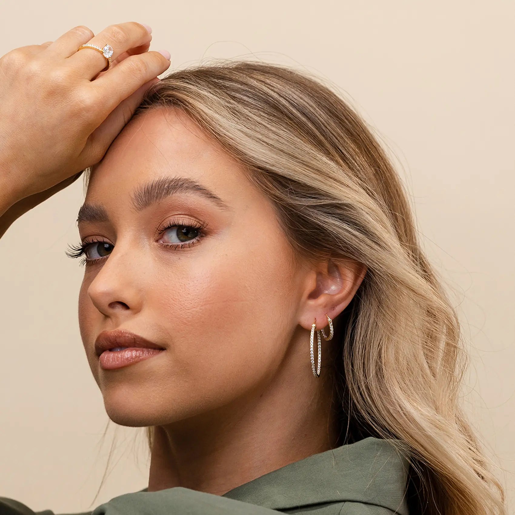 CZ Paved Hoop Earrings