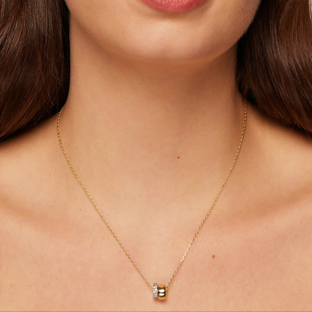 Double Ring CZ Necklace