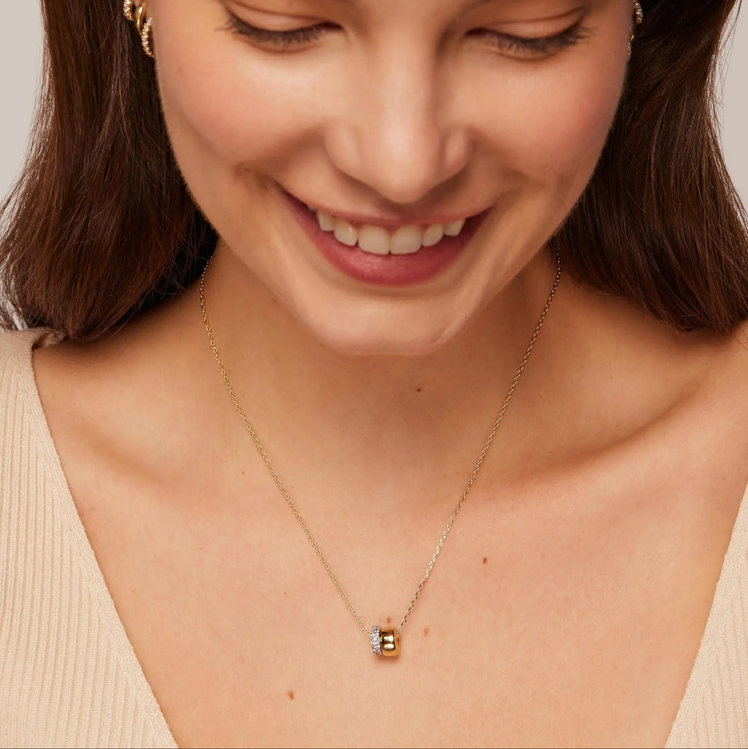 Double Ring CZ Necklace
