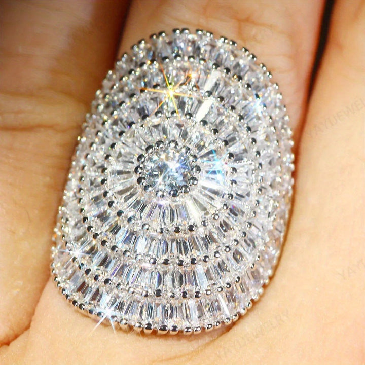 Oval Sunburst Paved Ring