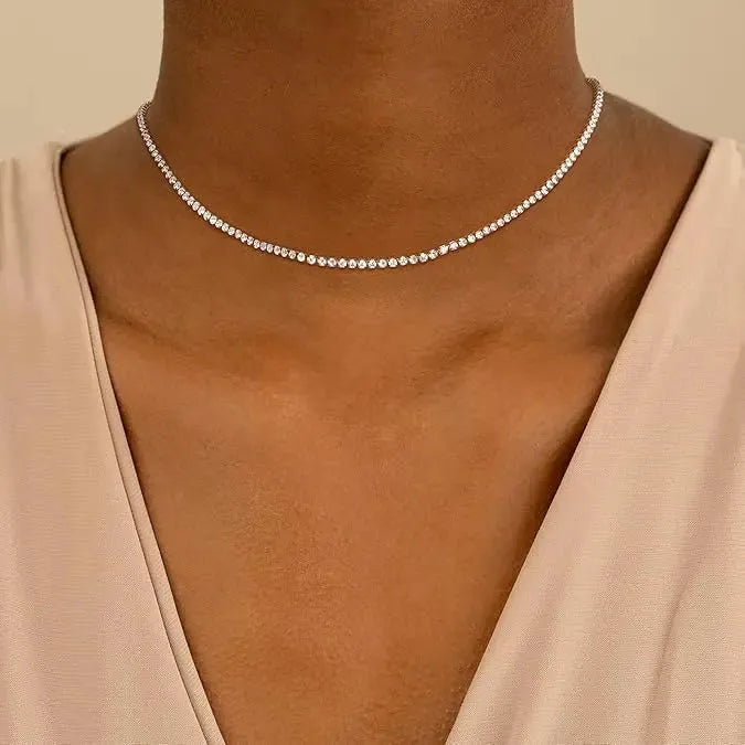 Full-diamond collarbone necklace