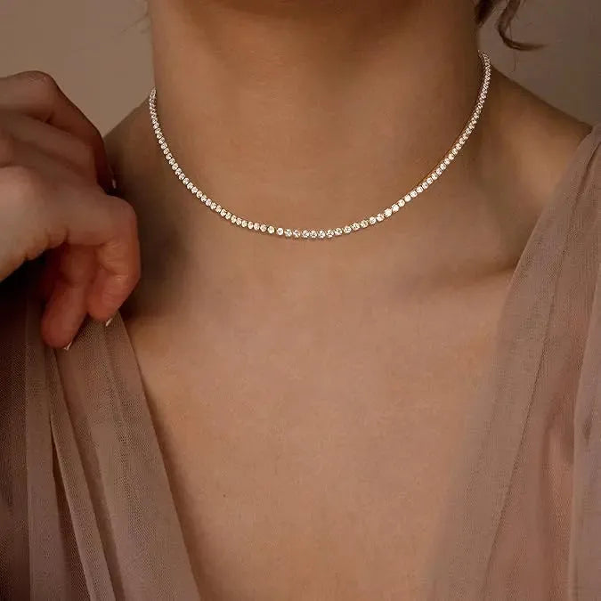 Full-diamond collarbone necklace