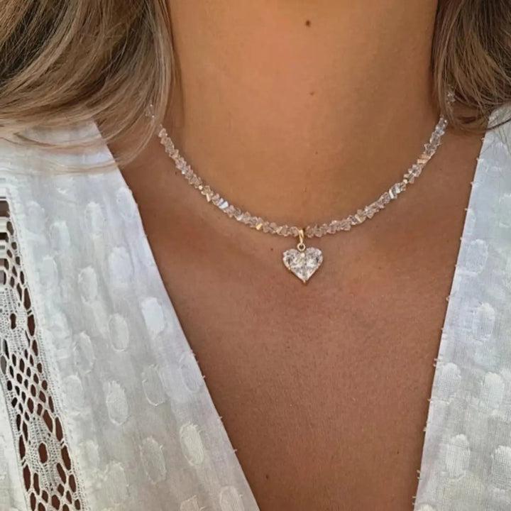 Heart-Shaped Zircon Bead Necklace