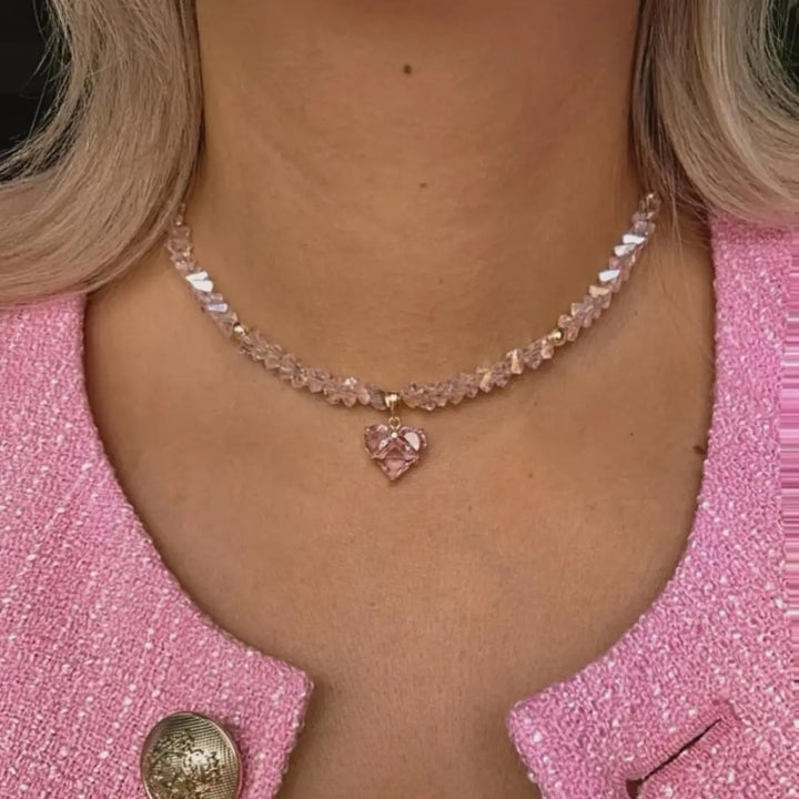Heart-Shaped Zircon Bead Necklace
