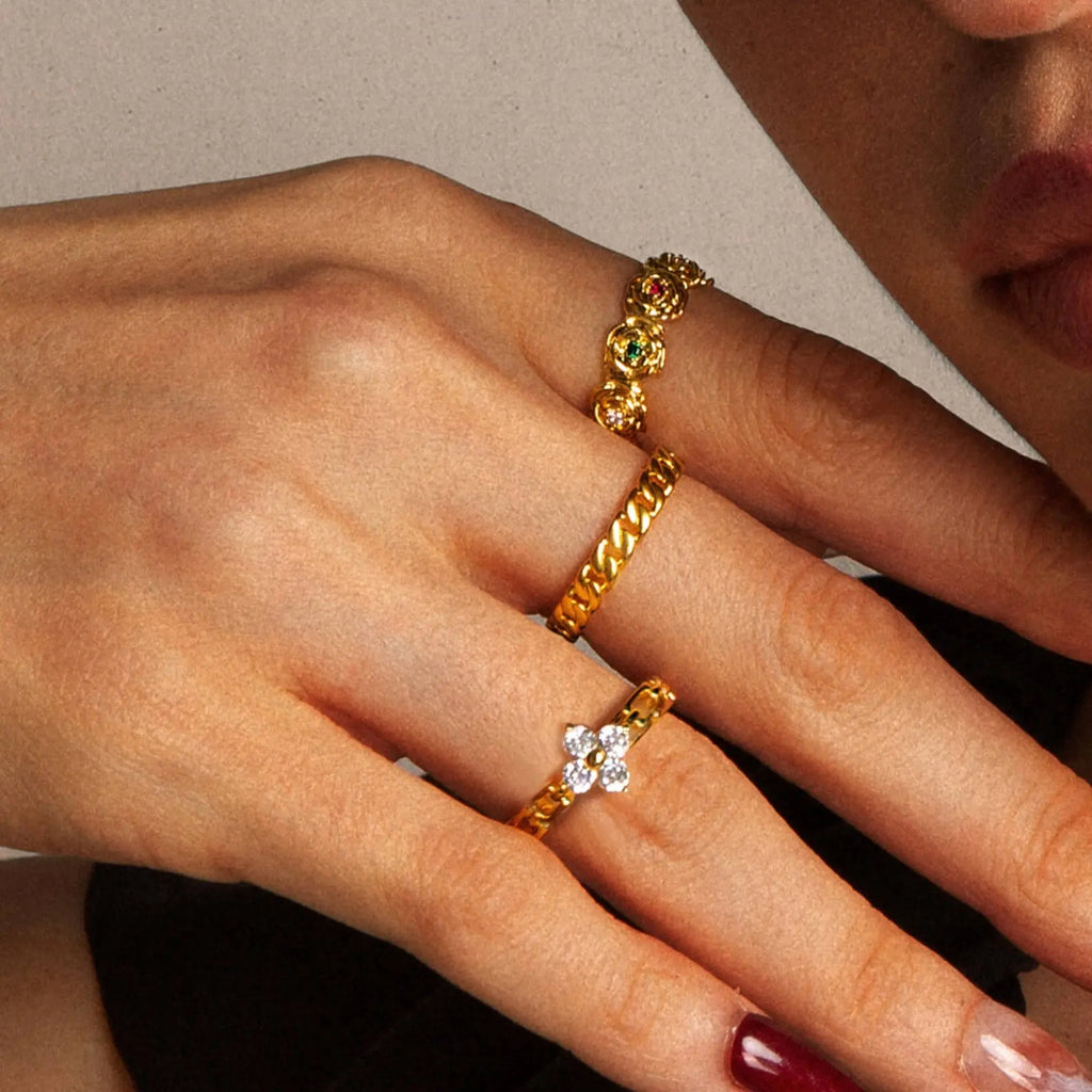 Clover Zircon Ring